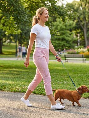 MARIO SERRANI Women's Capri Pants. Size M Red/White Striped Stretch